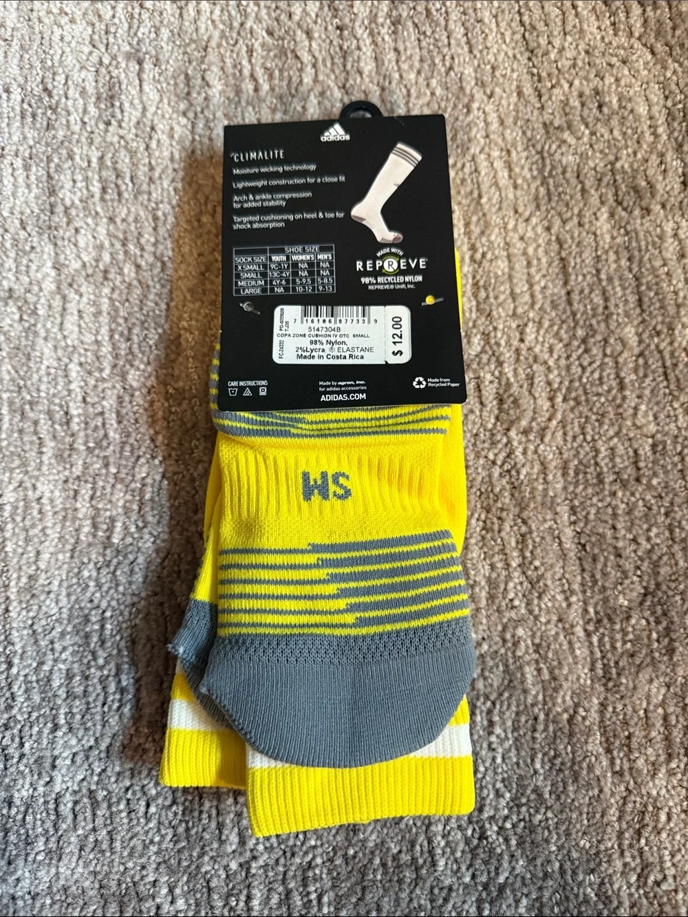 Adidas Men's Soccer Copa Zone Cushion Socks - Yellow (Size S)